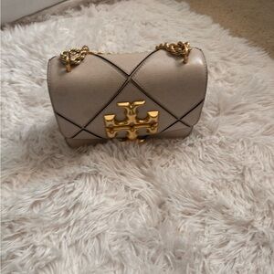 Tory Burch Taupe Quilted Crossbody Bag